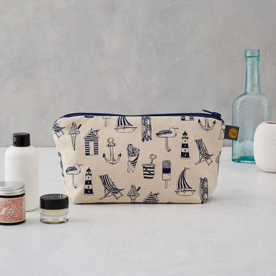 Nautical Cosmetic Bag/Pencil Case - Lovingly Made in Britain, Gift For Her, Makeup Bag, Wash Cotton Toiletry