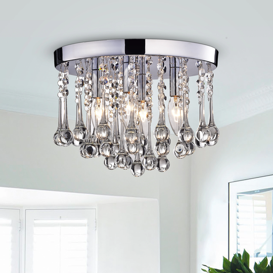 Scelene Chrome Iron and Crystals 4-light Flush Mount Light