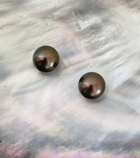 Rocket Color Collection Incredible Vivid Natural Misty Rose 8mm Tahitian Cultured Pearl Stud Earrings With 14K Gold Backing