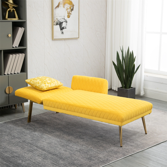 66.14" Tufted Chaise Lounge Sofa Velvet Padded Sofa Accent Sofa with Adjustable Headrest