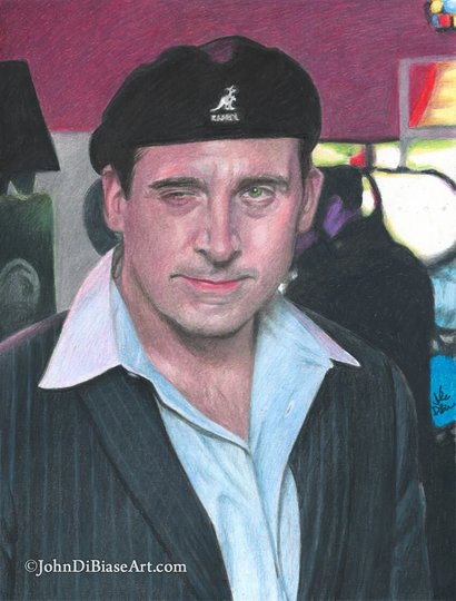 Date Mike Colored Pencil Drawing Steve Carell "Michael Scott" From The Office 8.5 X 11