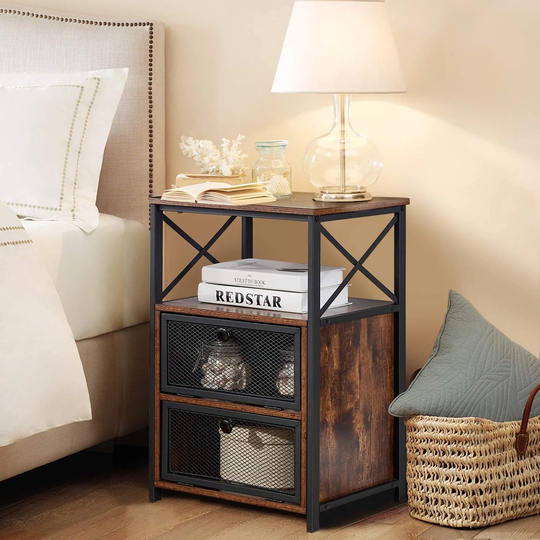 Taomika Modern Coffee Table/Side Table with Storage Shelves Sets,Brown
