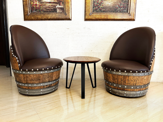 Wine Barrel Steel Table | Center/Side/End Table