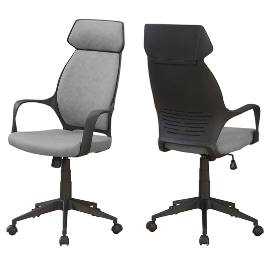 46" Gray and Black Contemporary Upholstered Office Chair