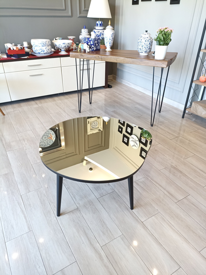 Aesthetic Coffee Table, Modern Unique Center For Living Room Housewarming Gift Irregular Mirror Table