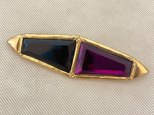 Huge Colorful Stone Vintage Brooch Pin Multicolor Gemstones
