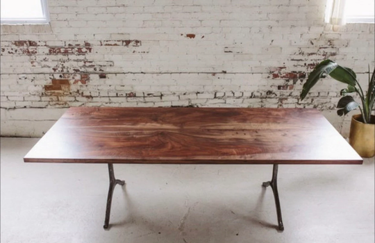 Claro Walnut Dining Table | Steel Wishbone Legs Modern Conference