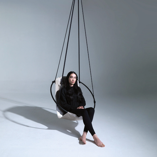 Mernliving Leather Hanging Chair - Handmade Faux Hammock Pearl Swing