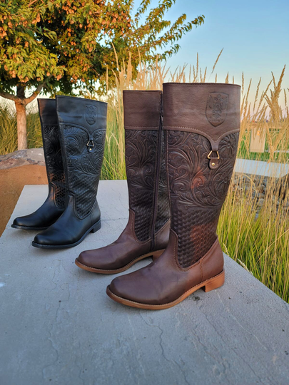 Noelia Boots// Mexican Faux Leather Boots//Mexican Hand Tooled Boots//Booties//Wome's Boots//Knee High Boots//Faux Boots