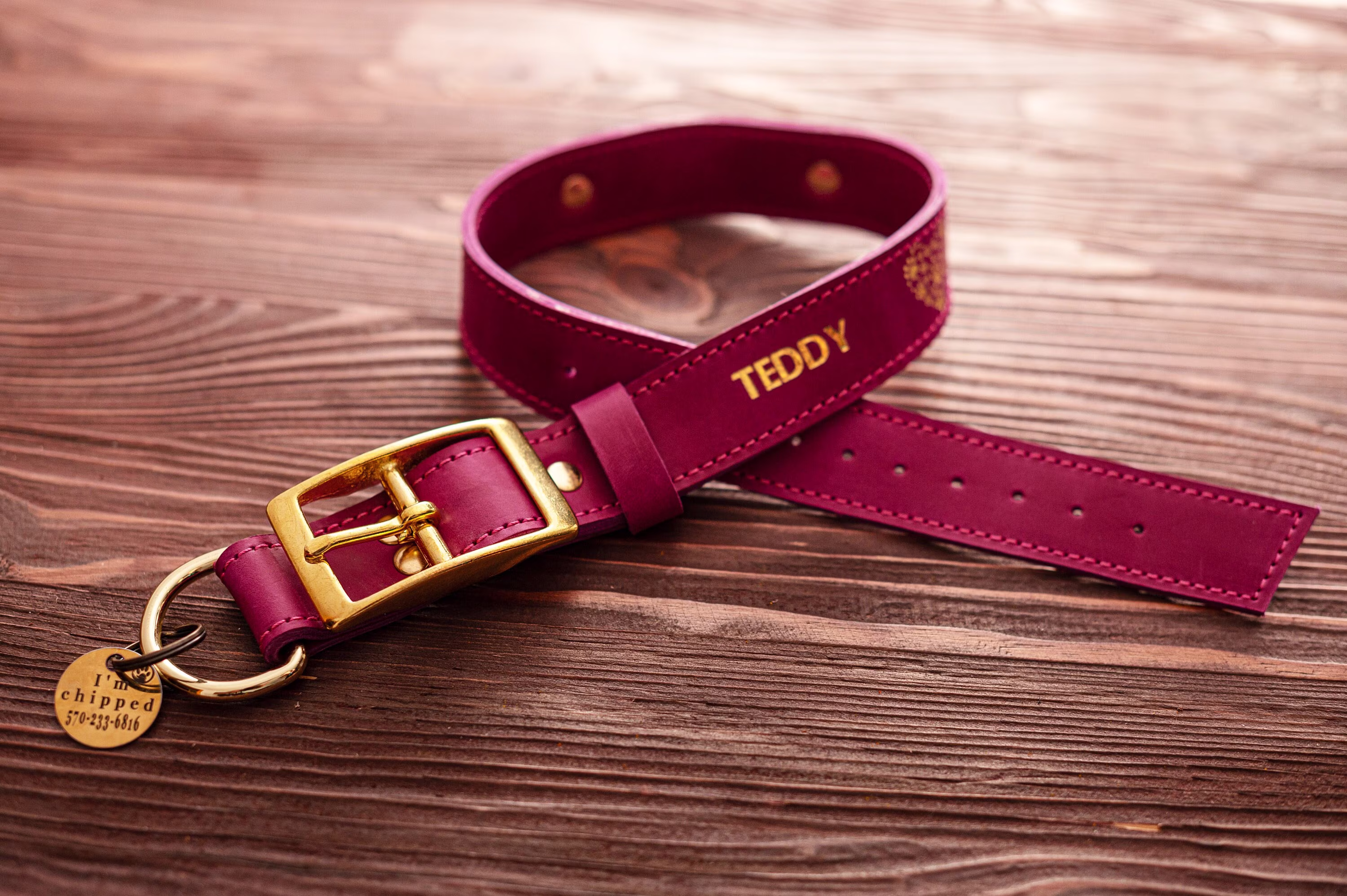 Personalized Leather Dog Collar, Engraved Custom Collar With Name Plate