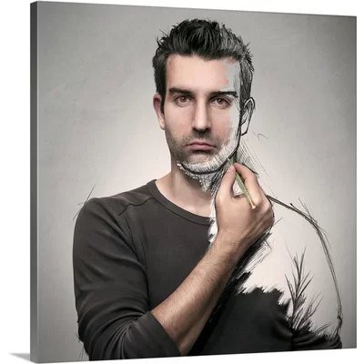 Self Sketch by Sebastien Del Grosso Graphic Art on Canvas