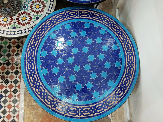 Handmade Moroccan Mosaic Table, Custom Size Outdoor/Indoor Table, Multi-Color Mosaic, Antique Home Decor
