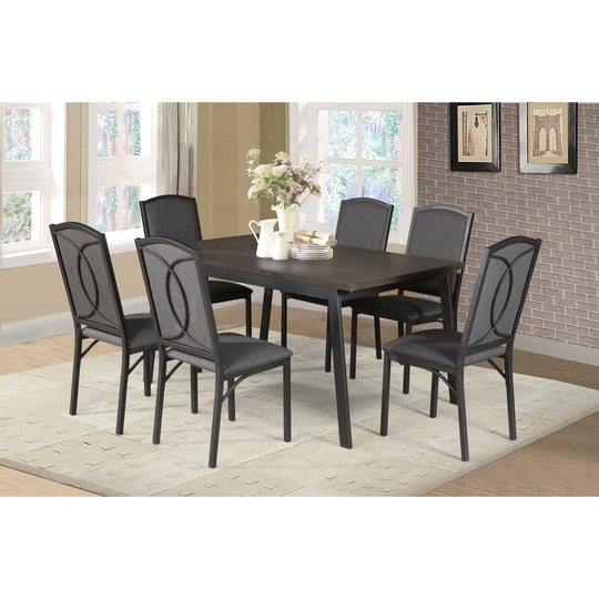 Titanic Furniture Xavier Gray Metal Rectangular Rustic Dining Table with Dark Gray Metal Legs