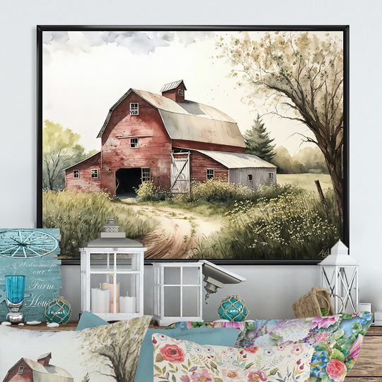 Designart 'Colorful Beach House II' Modern Framed Canvas Art Print