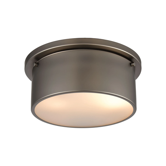 2-Light Flush Mount in Black Nickel with Frosted Glass