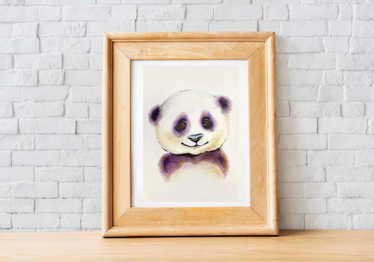 Panda Watercolor Pencil Painting Animal Sketch Custom Portrait Pet Baby 8 X 11 Nursery Decor Art Illustration