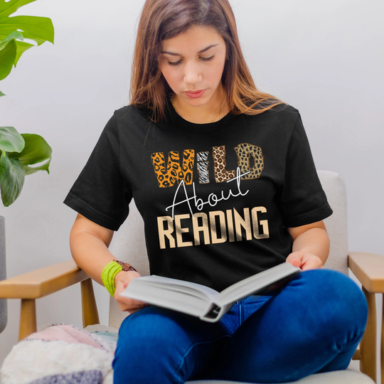 Wild About Reading Shirt, Teacher Booktrovert Bookish Bookworm Librarian Gift, Leopard Print Book Lover Shirt