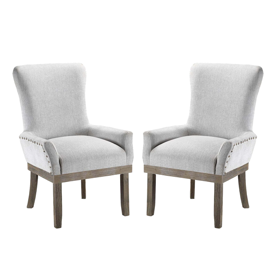 Linen Arm Chair in Gray Finish