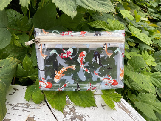 Koi Fish Makeup Bag Pouch Transparent Waterproof Cosmetic Bag Japanese Kids Pencil Case Zipper Gift For Girl
