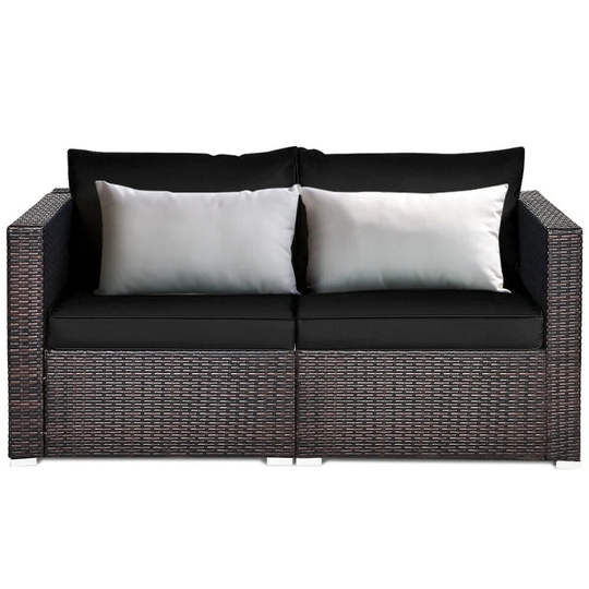 2PCS Patio Rattan Sectional Conversation Sofa Set - 29.5" x 29.5" x 25.5" (L x W x H)