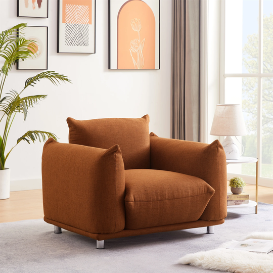 Down-Filled Oversized Upholstered-Single Sofa Chair with Metal Leg