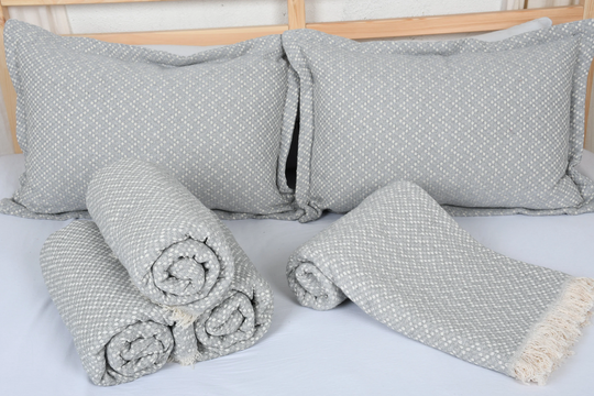 Sofa Blanket, Turkish Bedspread, Herringbone Bedspread With Pillow Covers, 67"x75" Couch Cover, Warm Bedcover, King Size Yoga Throw