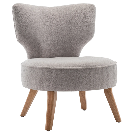 Teddy Velvet Single Accent Chair Small Armless Chair with Wooden Legs