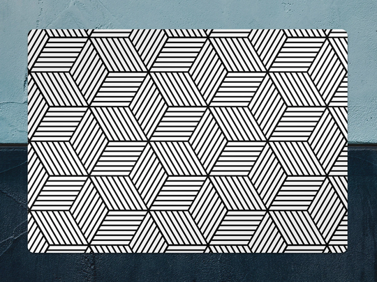 Geometric Cubes Chair Mat, Black Splat White Vinyl Floor Illusion Protective Office Decor, Decorative Gift Idea