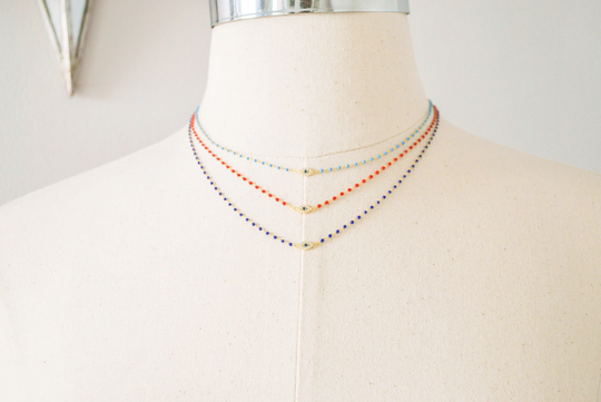 Evil Eye Jewelry, Evil Necklace, Beaded Necklace, Gold Filled Necklace, Dainty Gold Necklace, Blue Necklace, Layered Necklace, Best Friend Gift