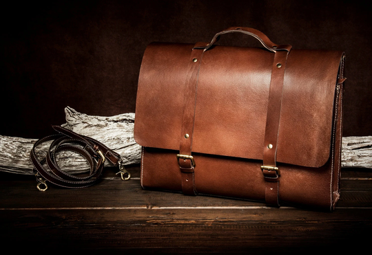 Personalised Handmade Real Leather Mens Briefcase Laptop Bag Messenger Business Travel Vintage Christmas Gift For Him/Brown