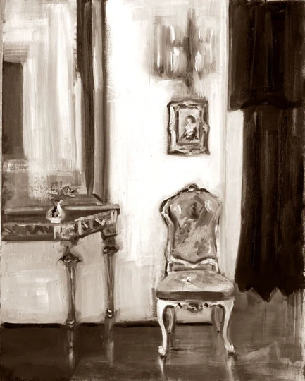 French Chair Furniture in Sepia Art Print