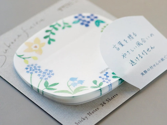 Midori Semi-Translucent Sticky Notes -Wild Flowersh -/Designphil Product Japanese Unique Fusen Made in Japan