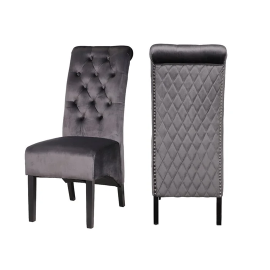 Set of 2 Dining Chair with Wood Legs Beautiful Velvet Fabric, Hardwood Frame Accent Side Chairs for Living Room