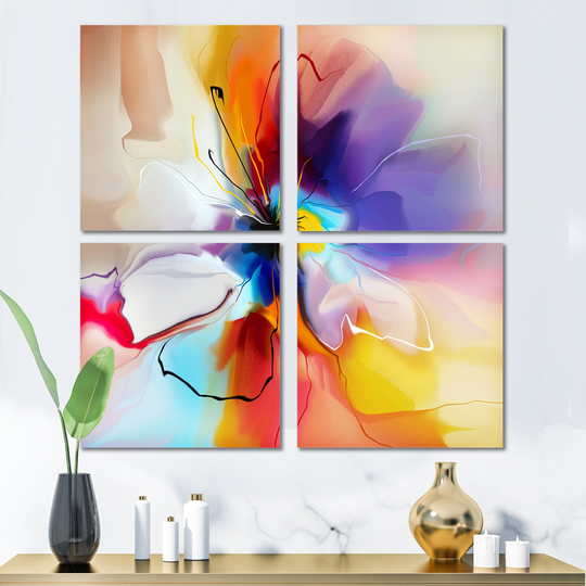 Designart 'Creative Flower in Multiple Colors' Abstract Canvas Wall Art Print