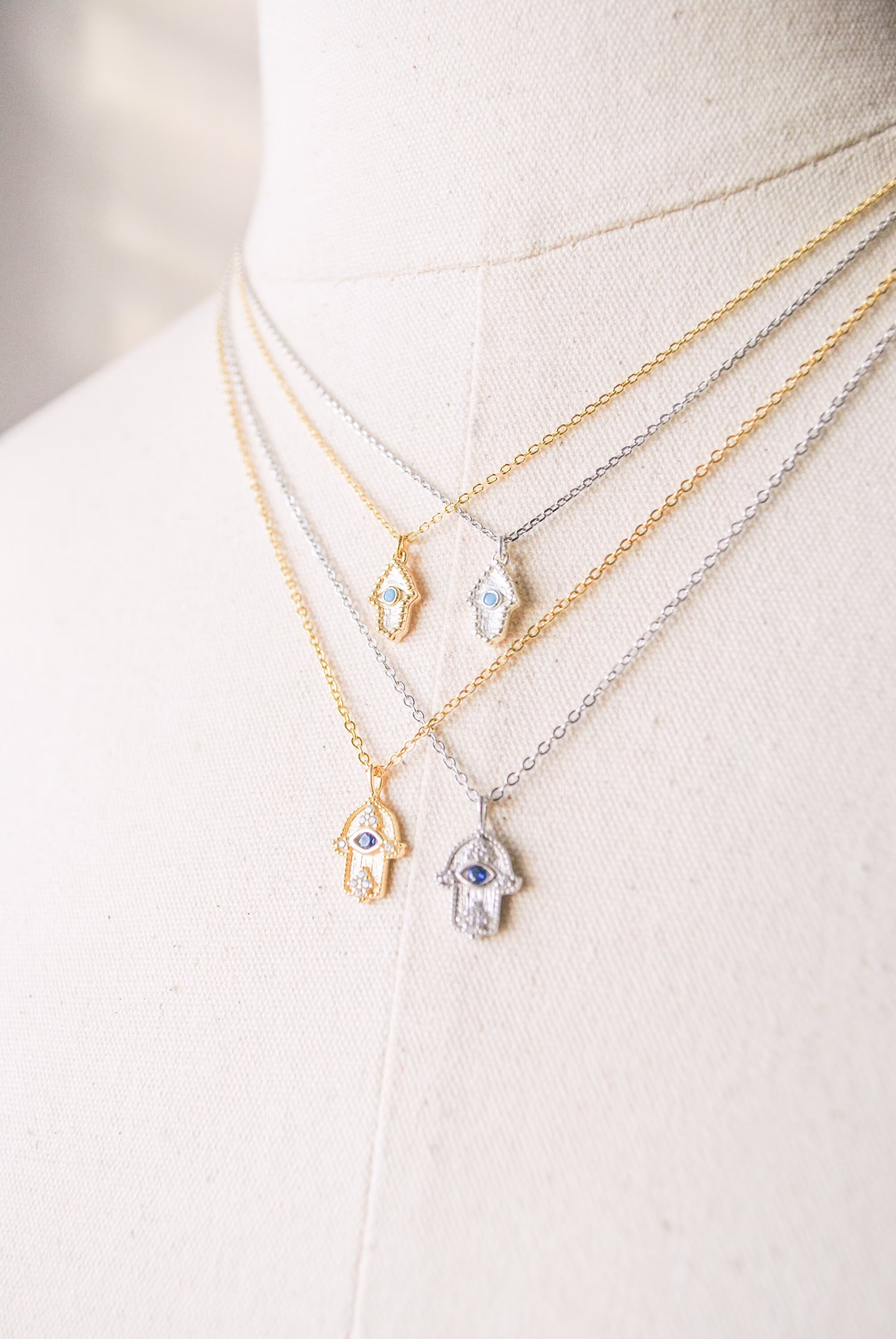 Hamsa Necklace, Tiny Necklace, Hamsa Eye Necklace, Gold Filled, Sterling Silver, Dainty Necklace, Dainty Gold Necklace, Layered Jewelry