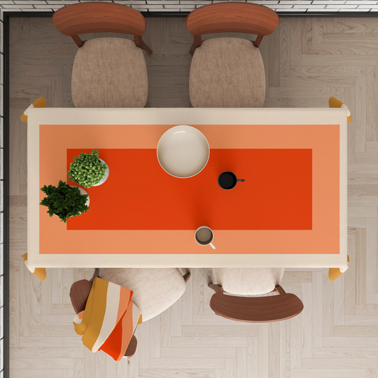 Tablecloths Table Lines Mustard/Orange/Beige Tablecloth Rectange/Square Modern Geometric Tablecloth-Tc60