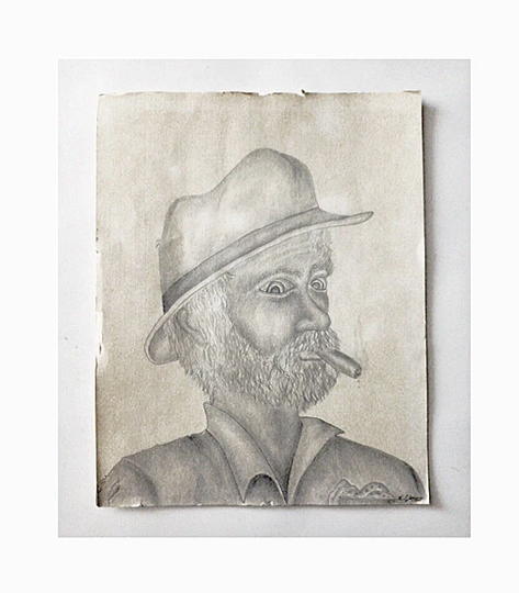 1930's Outsider -Folk Art Pencil Portrait
