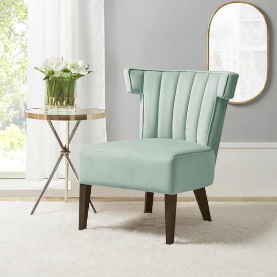 Madison Park Rile Seafoam Upholstered Armless Accent Lounge Chair