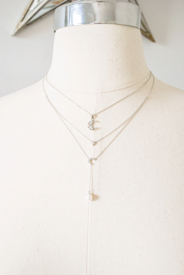 Lariat Necklace, Y Necklace, Sterling Silver, Layered Necklace, Dainty Necklace, Minimalist Jewelry, Silver Lariat, Long