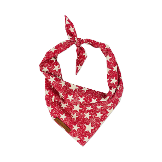 Red Star Dog Bandana, Pet Neckwear, 4Th Of July Themed Rustic & White Clothing, Patriotic Bandana