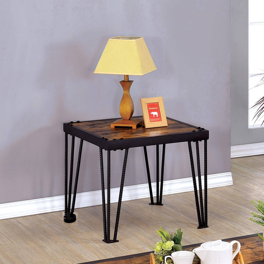 Furniture of America Fizi Urban Black 16-inch Wood Square Side Table