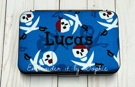 Personalized Kids School Pencil Box Case/Art Supplies Sticker Box/Crayon Storage Container/Pirates Caribbean