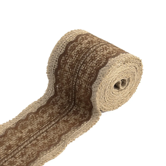 Home Jute Fiber Lace Holiday Decoration Burlap Roll Colored Ribbon - Brown,Coffee Color