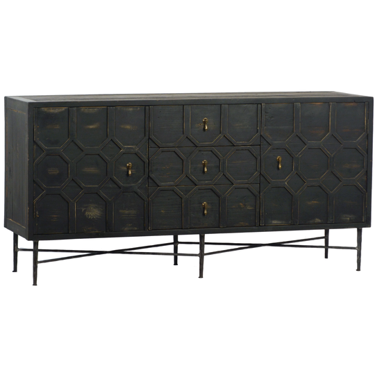 Eva 63-inch Reclaimed Pine and Iron 2-Door 3-Drawer Sideboard