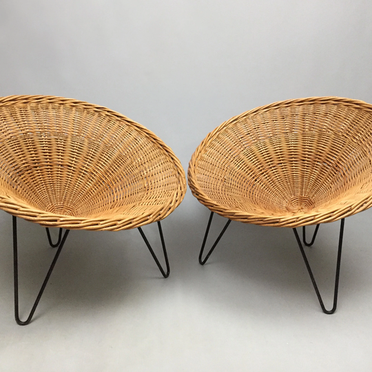 1950S Wicker Bucket Chairs
