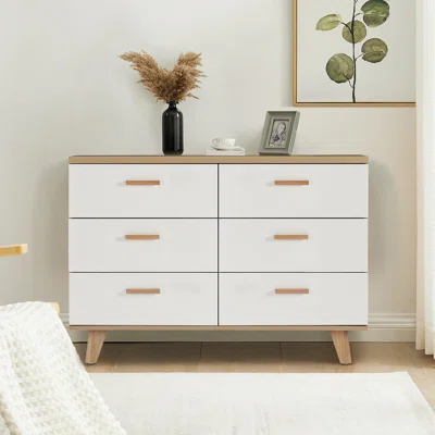 Drawer Cabinet Bar Cabinet Storge Cabinet Solid Wood Handles And Foot Stand With 6 Drawers