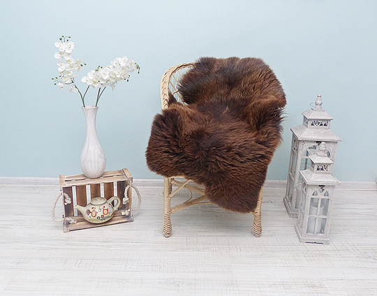 Natural Brown Sheepskin Sofa Cover, Real Bedspread, Rug, Furry Living Room Carpet, Cottage Home Decor Throw Rug