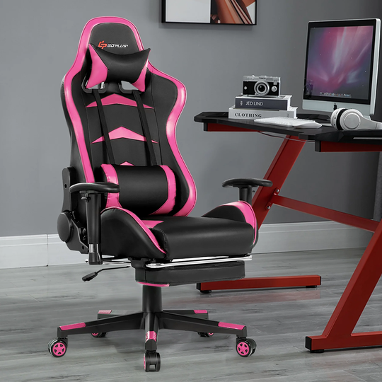 Goplus Massage Gaming Chair Reclining Swivel Racing Office Chair with