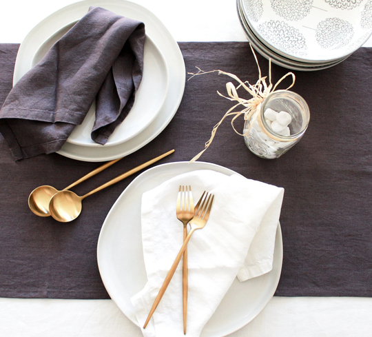Dark Gray Linen Table Runner, Smoke Linens, Christmas Gift, Coffee Wedding Washed, Soft, Modern Decor