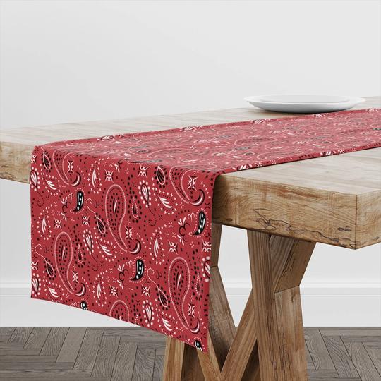 Table Runner Red Black Paisley Bandana | Unique Design Decor High Quality Textile & Print Made in Eu